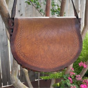 Vintage Leather Handmade Laced Shoulder Bag that has curves for days!!!